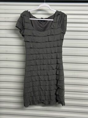 Max Edition Gray Layered Scoop-Neck Mini Dress